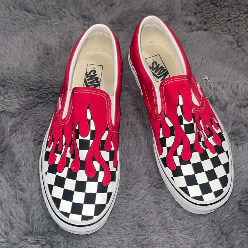 Red Flame Checkered Vans